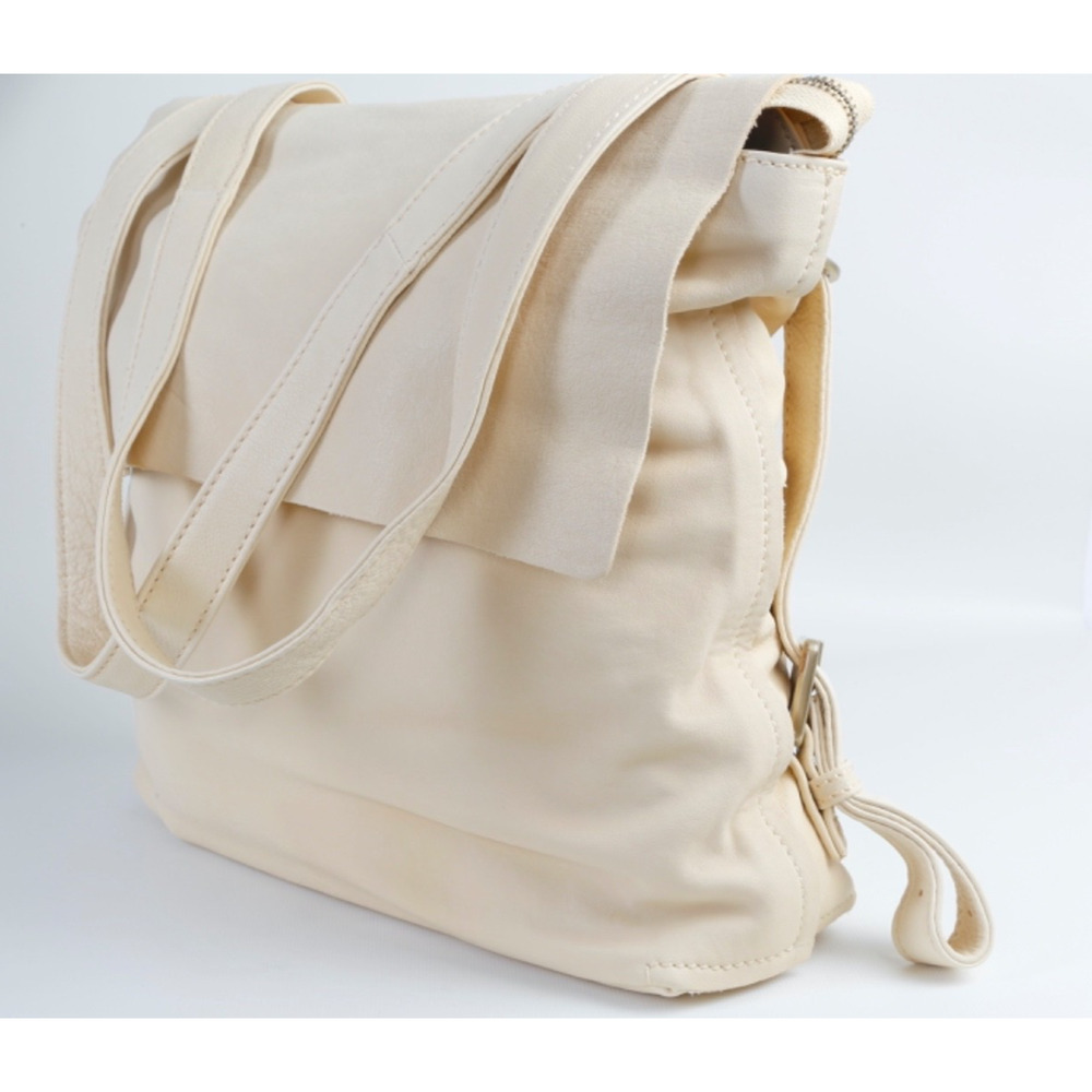 Hobo International Cream Leather Shoulder Bag Large Slouchy Tote Pocket Backpack